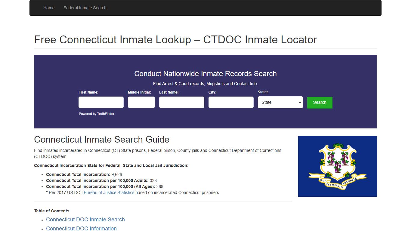 Connecticut Inmate Search - CT Department of Corrections ...